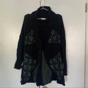 Anthropologie black wool blend duster sweater